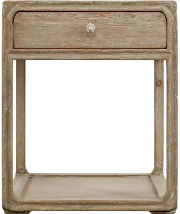 Jyntra 1-Drawer Square Side Table, Weathered Whitewash