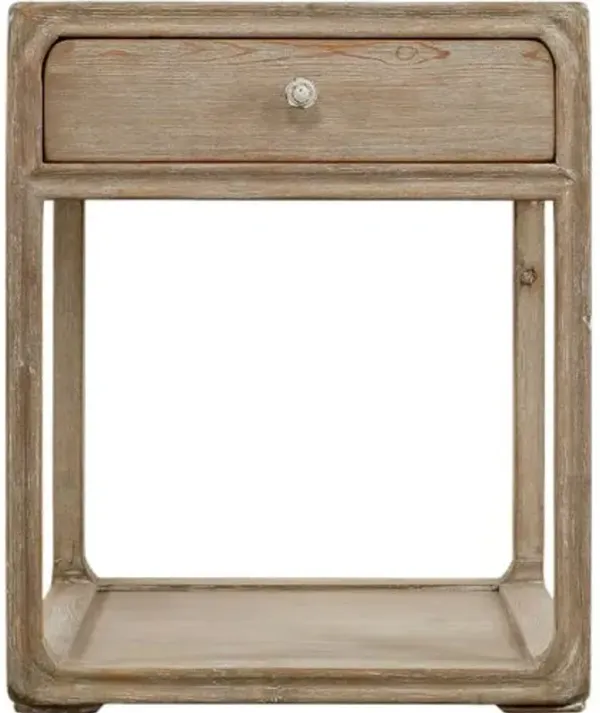 Jyntra 1-Drawer Square Side Table - Weathered Whitewash