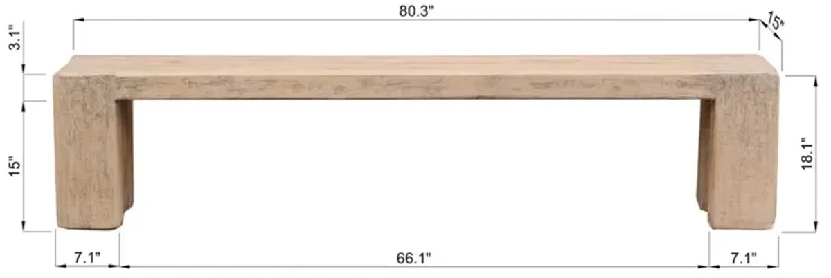 Merovi Bench,  Weathered Natural