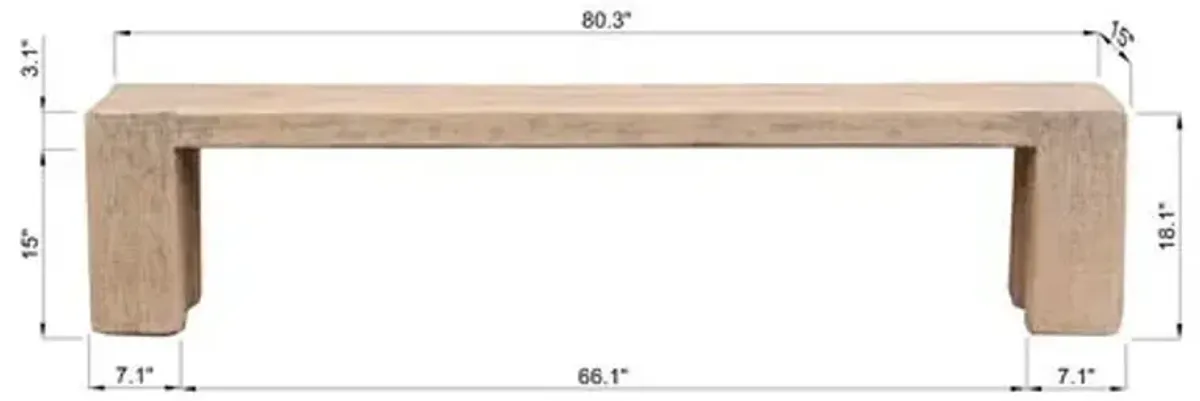 Vintage Merovi Bench - Weathered Natural - Brown