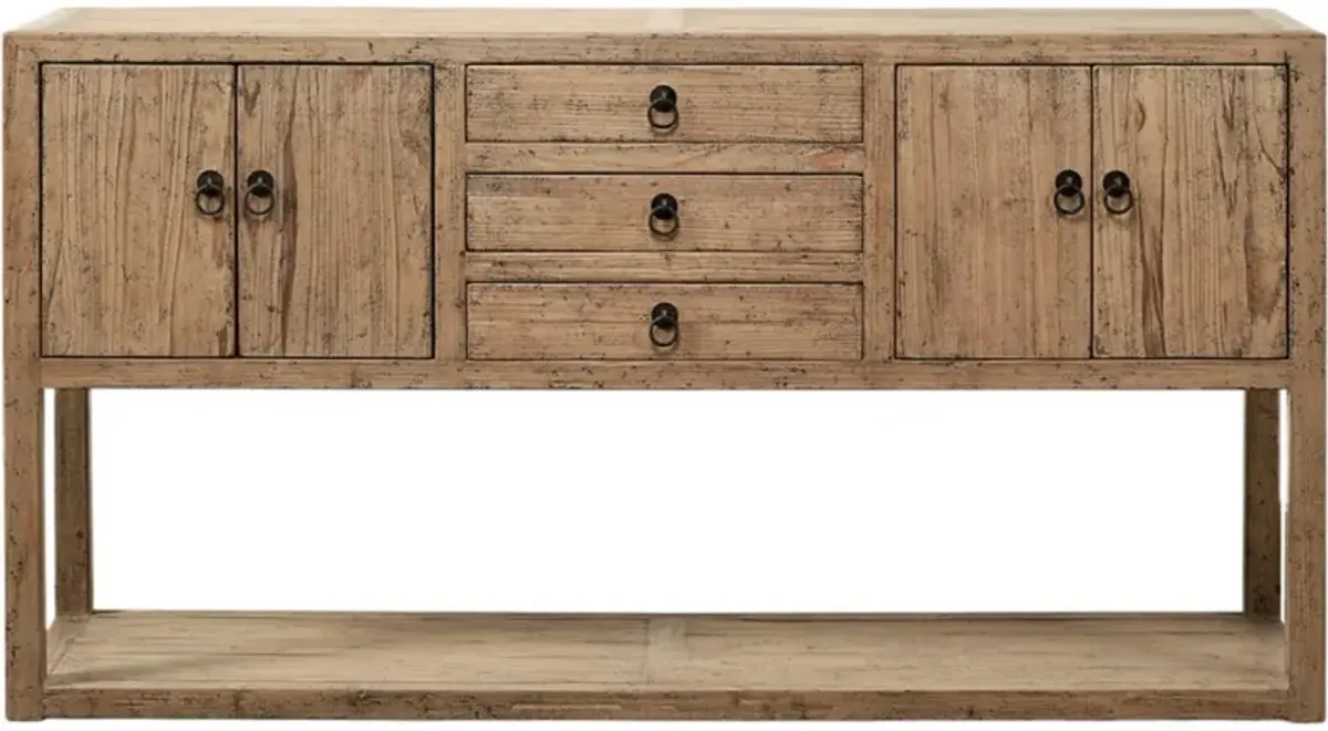 Morai 3-Drawer Console Table, Weathered Natural/Distressed Gray