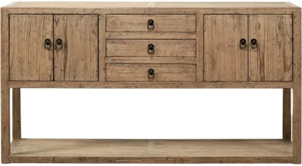 Morai 3-Drawer Console Table, Weathered Natural/Distressed Gray