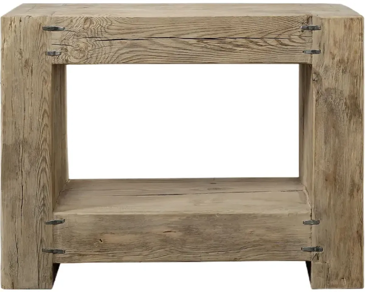 Orsyn Console Table with Shelf, Rustic Natural