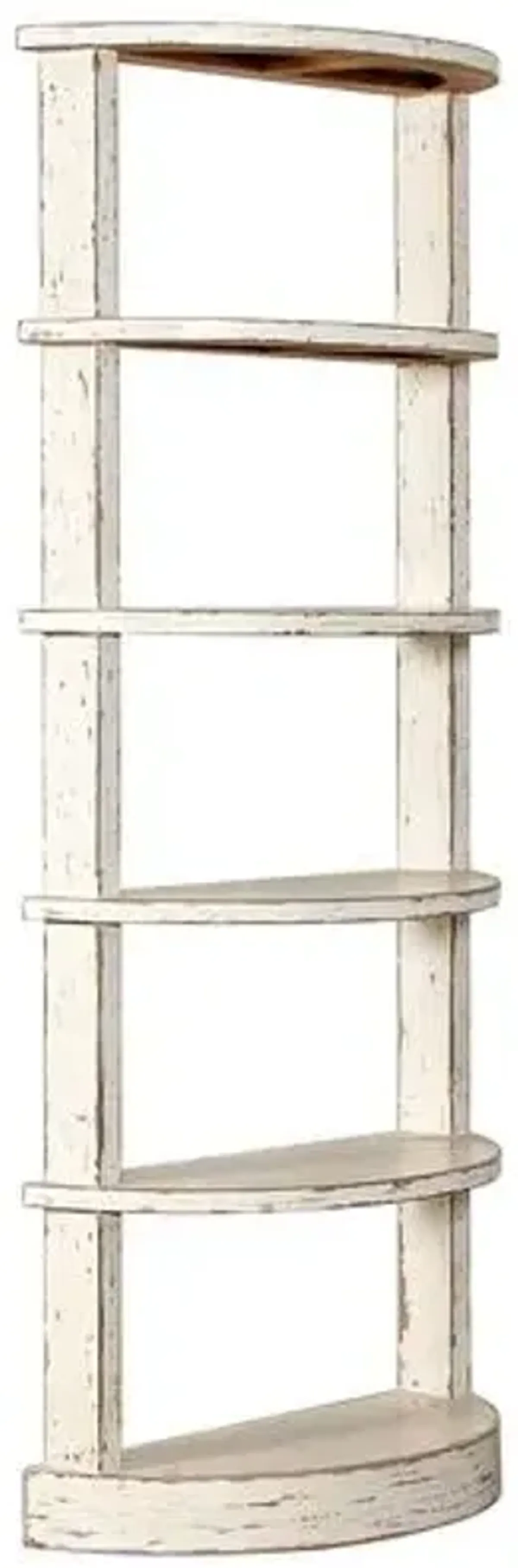 Solyn Half Moon 6-Tier Bookshelf - Distressed White - Brown