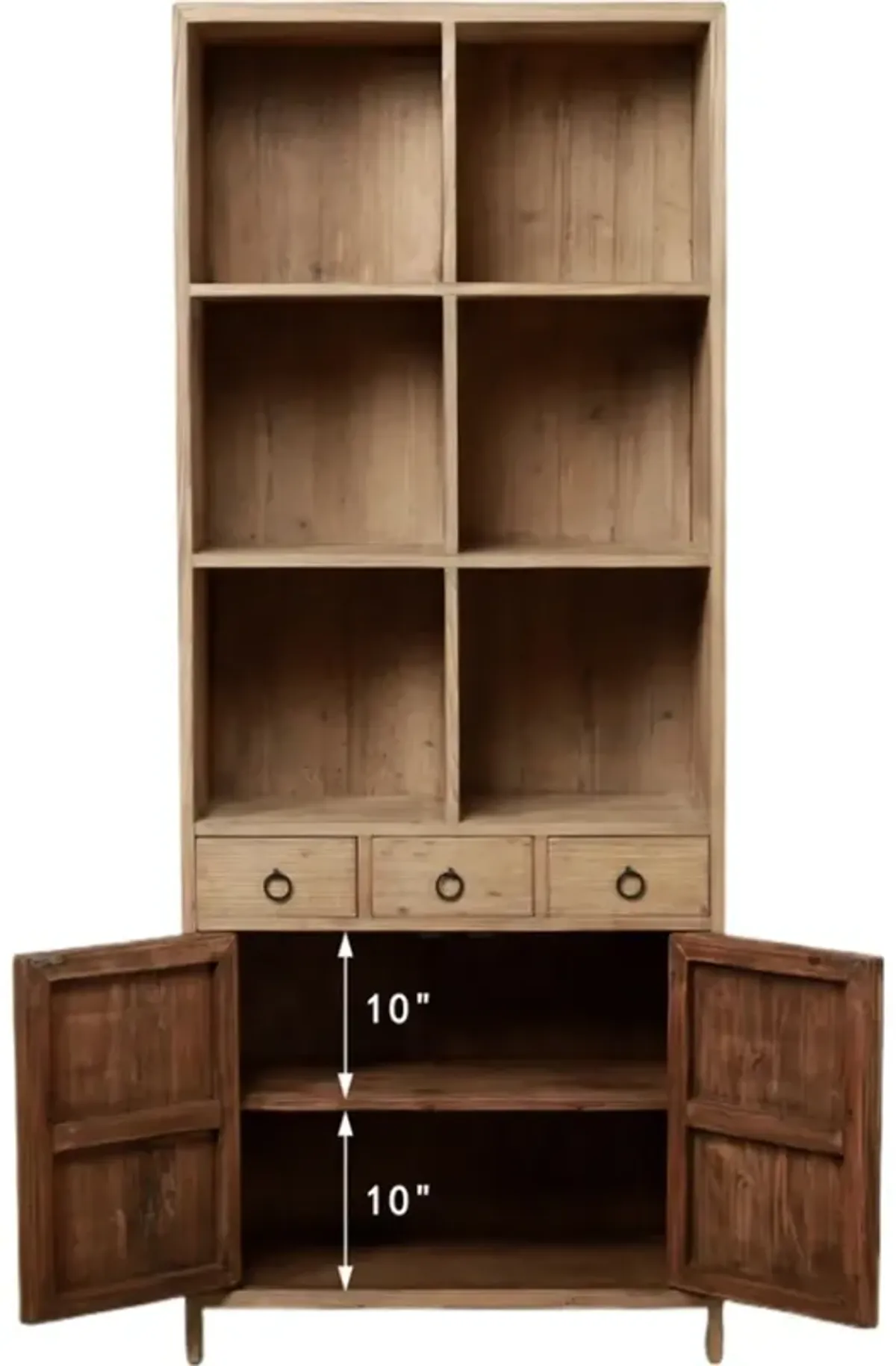 Treven 3-Drawer 8-Shelf Cabinet - Natural - Brown