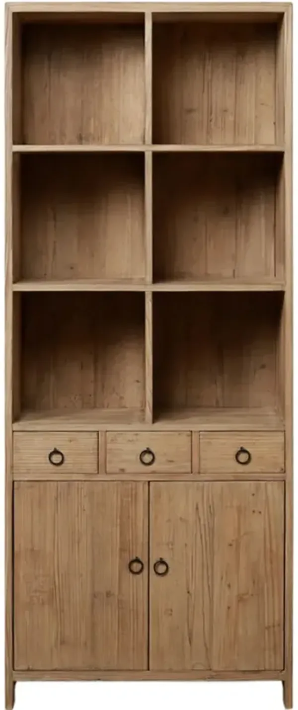 Treven 3-Drawer 8-Shelf Cabinet - Natural - Brown