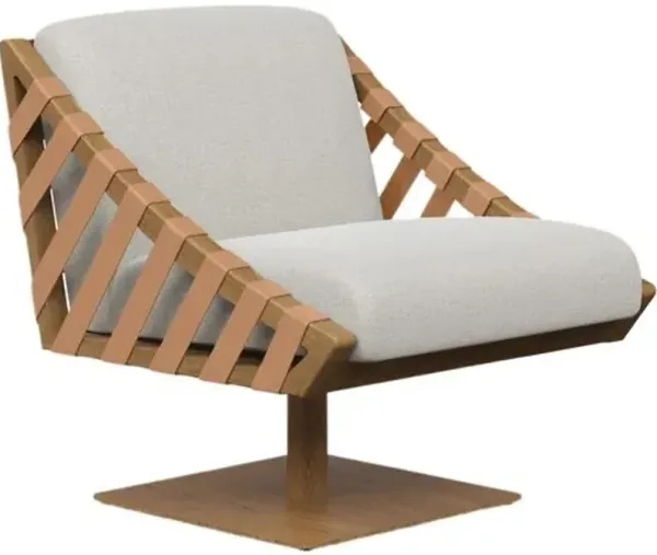 Juno Swivel Chair - Harvest Natural Chenille/Light Beige Leather - Handcrafted