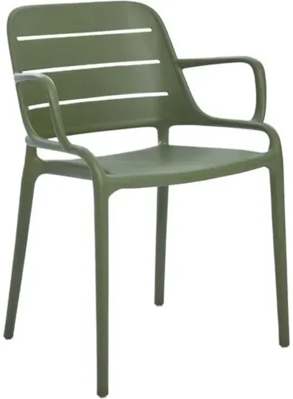 Set of 4 Ruvia Outdoor Stacking Armchairs - Green