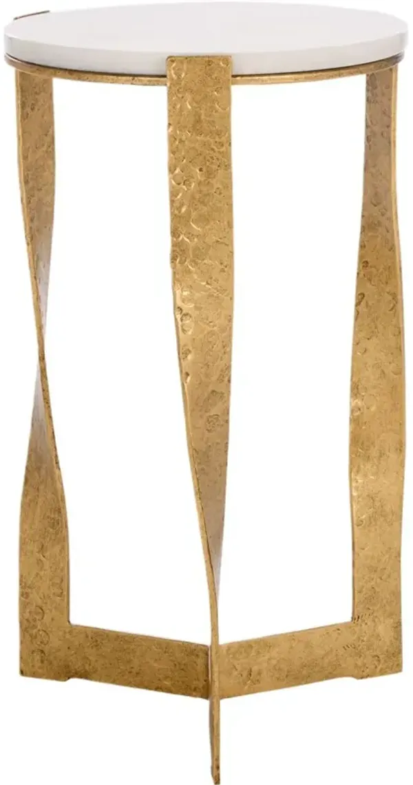 Altrex Marble Top and Iron Accent Table, Brass/White