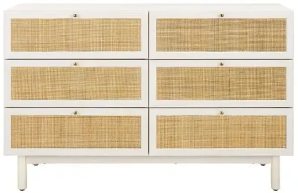 Amroth Rattan 6-Drawer Dresser - White