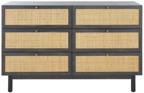 Amroth Rattan 6-Drawer Dresser - Black