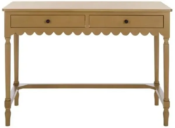 Anwyn 2-Drawer Scallop Edge Desk - Brown