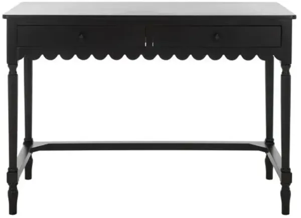 Anwyn 2-Drawer Scallop Edge Desk - Black