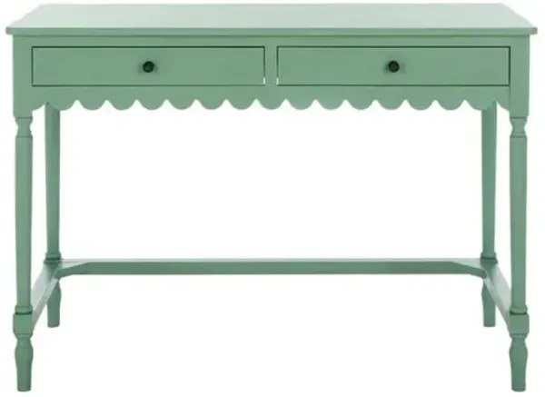 Anwyn 2-Drawer Scallop Edge Desk - Green