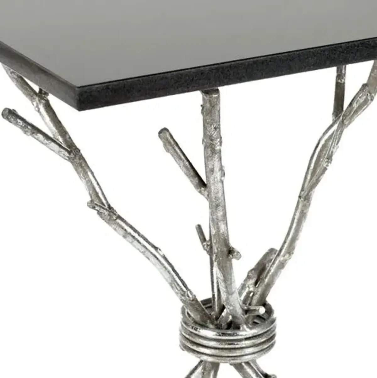 Aranthir Twig Iron and Granite Top Accent Table - Silver - 28Hx20Wx20D in