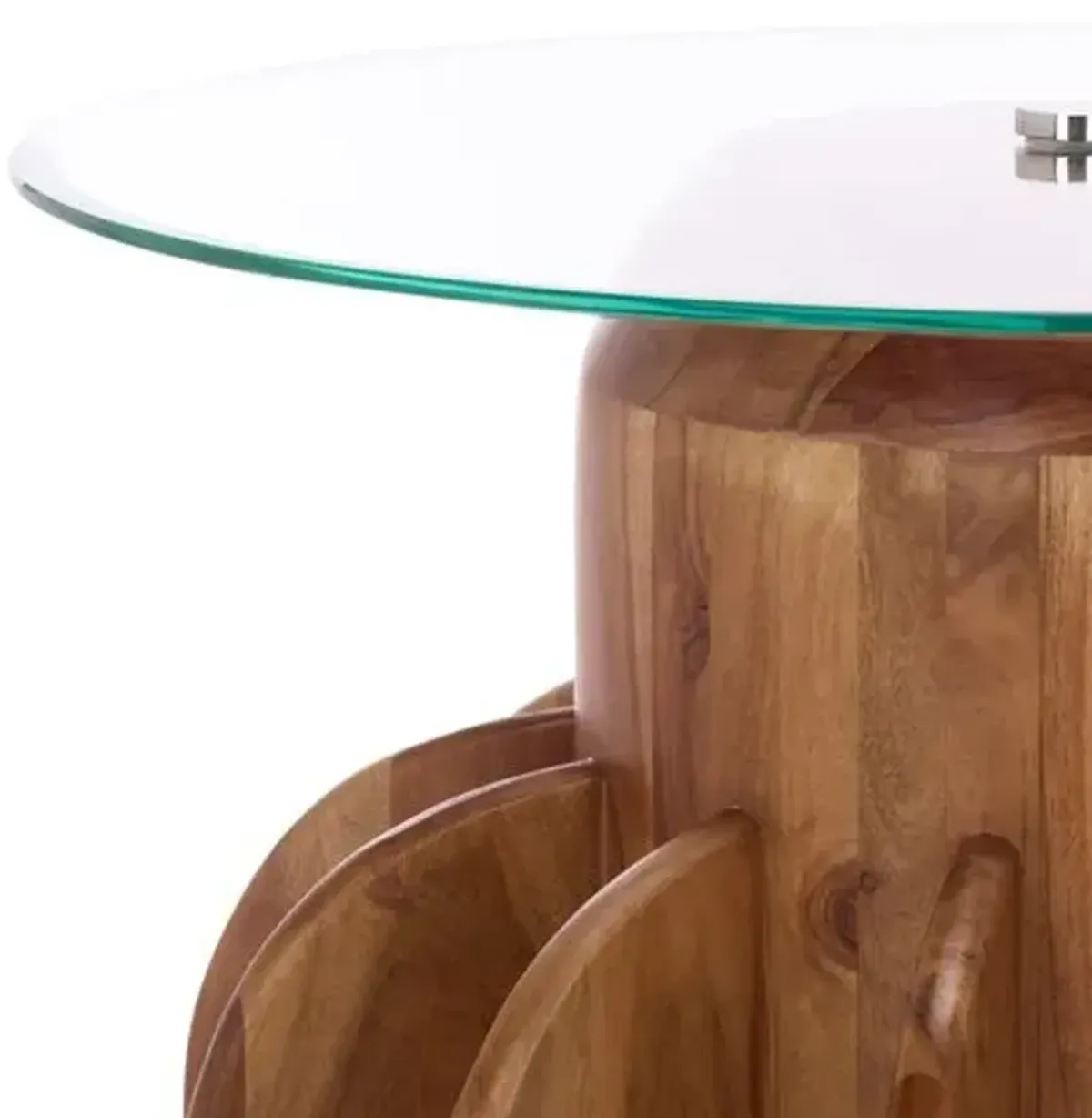 Arielleth Glass Top Side Table - Walnut - Clear