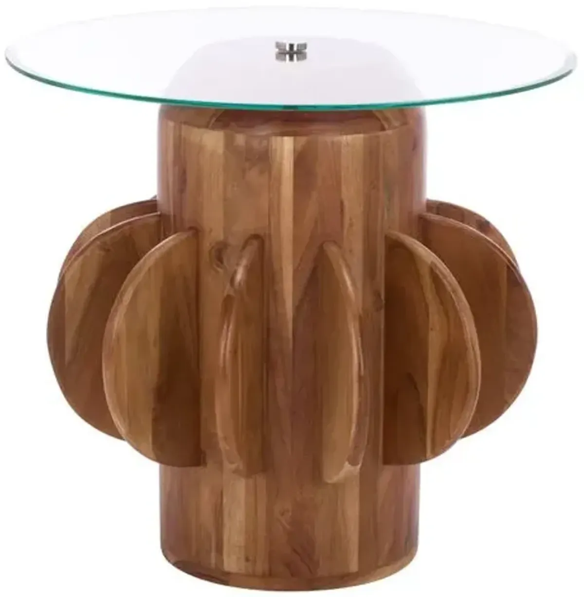 Arielleth Glass Top Side Table - Walnut - Clear