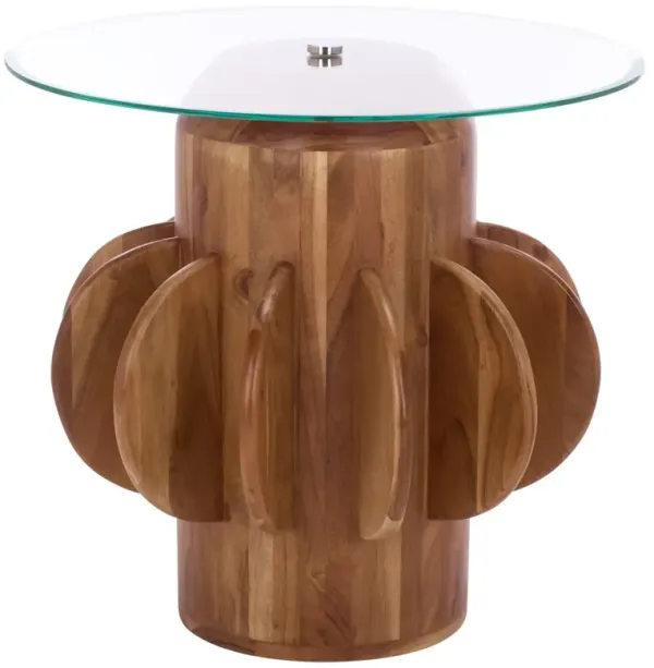 Arielleth Glass Top Side Table, Walnut