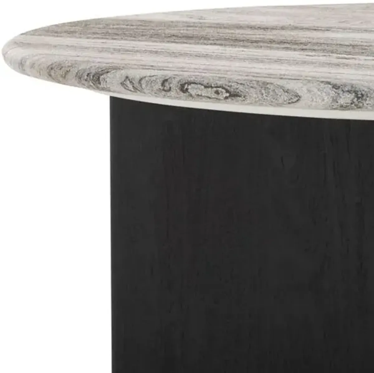 Arvox 35" Round Marble Top Coffee Table - Black