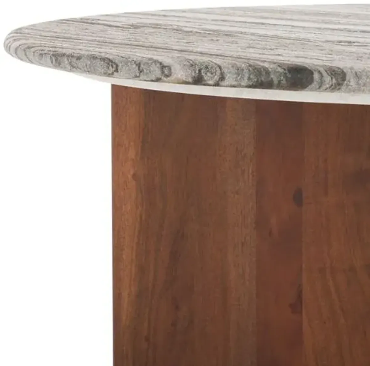 Arvox 35" Round Marble Top Coffee Table - Gray
