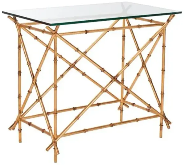 Ashira Iron Accent Table - Gold/Clear - 23Hx27Wx15.5D in