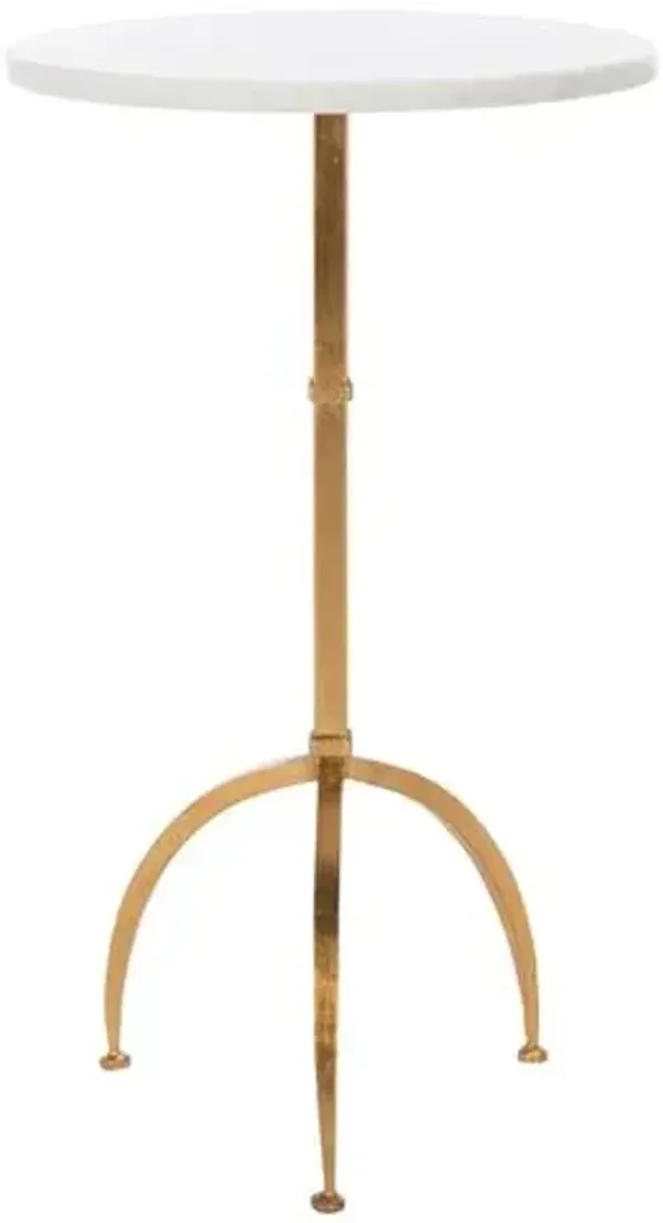 Atheon Iron and Marble Accent Table - Gold - 25Hx14Wx14D in