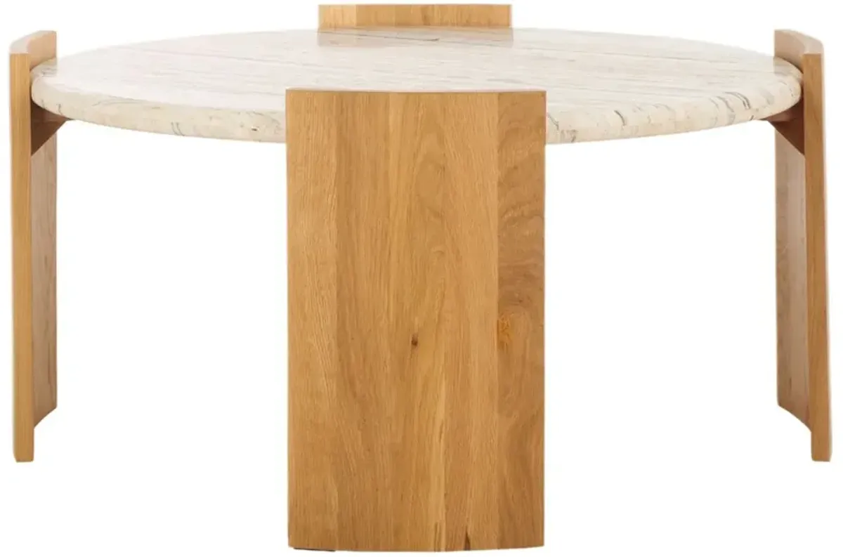 Atrin Travertine Top Coffee Table, Natural