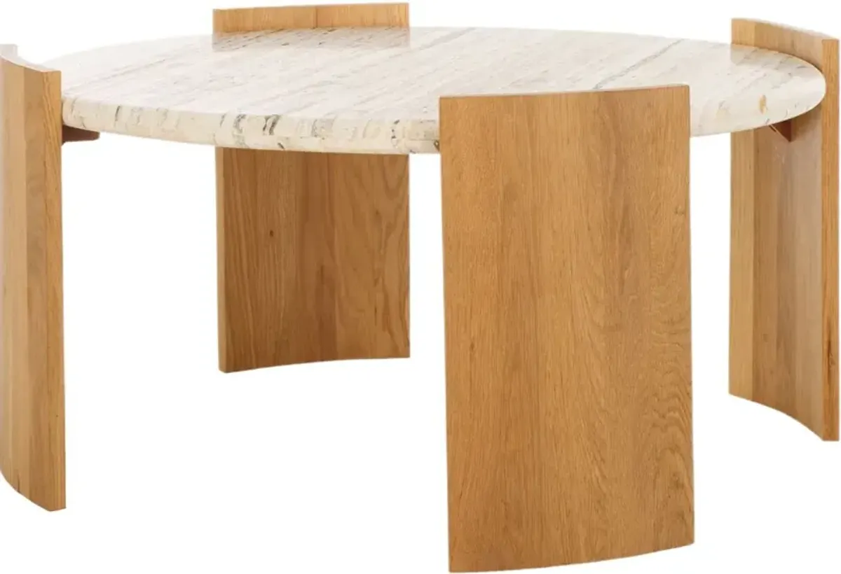 Atrin Travertine Top Coffee Table, Natural
