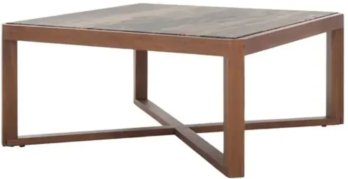 Caedra Marble Top Coffee Table - Brown