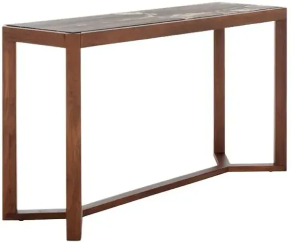 Caedra Marble Top Console Table - Brown