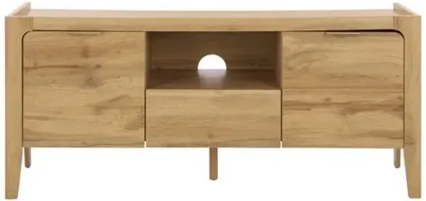 Cerynna 2-Door 1-Drawer Sideboard - Oak/Brass - Brown