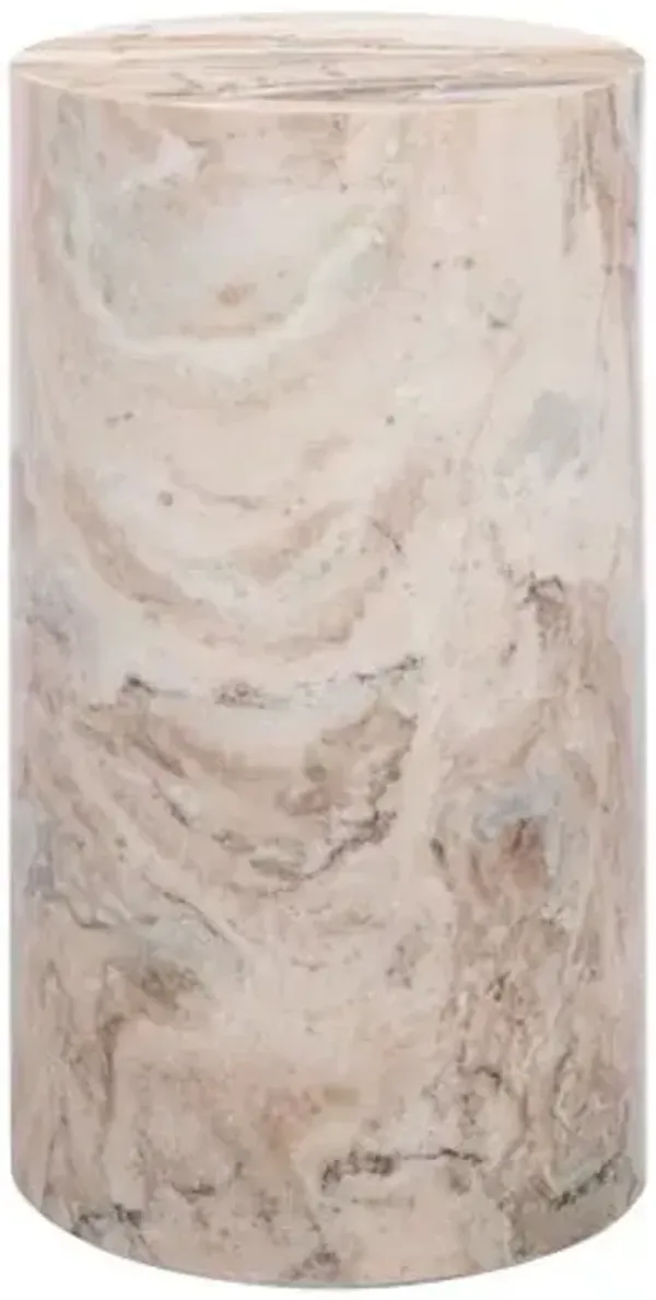 Cirel Round Marble Accent Table - White - 20Hx10.5Wx10.5D in