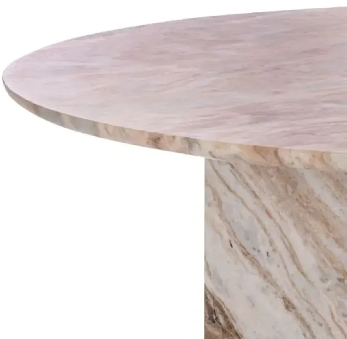 Corvax 42" Round 3-Leg Marble Dining Table - White/Brown