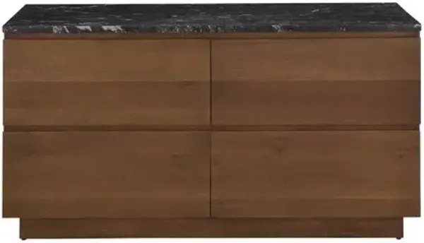 Daelon Marble Top 4-Drawer Dresser - Walnut/Black - Brown