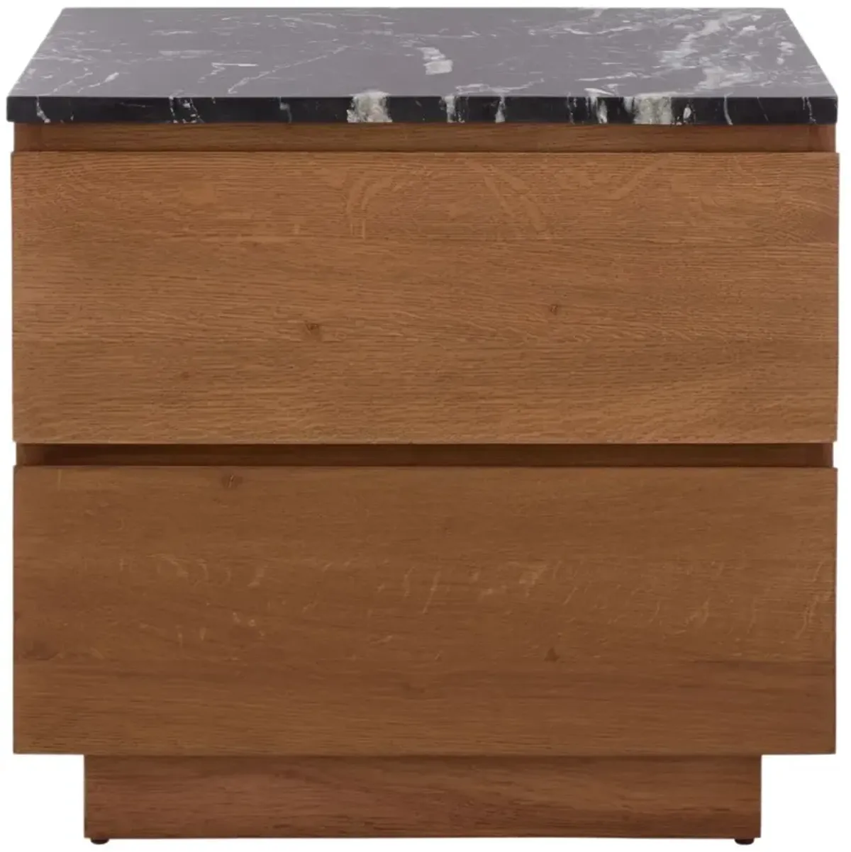 Daelon Marble Top 2-Drawer Nightstand, Walnut/Black