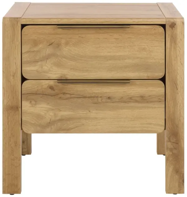 Daeris 2-Drawer Nightstand, Oak/Brass