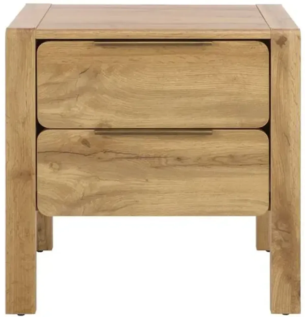 Daeris 2-Drawer Nightstand - Oak/Brass