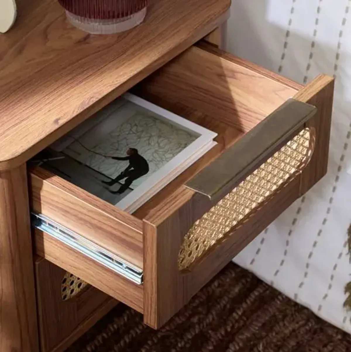 Daevar 2-Drawer Rattan Nightstand