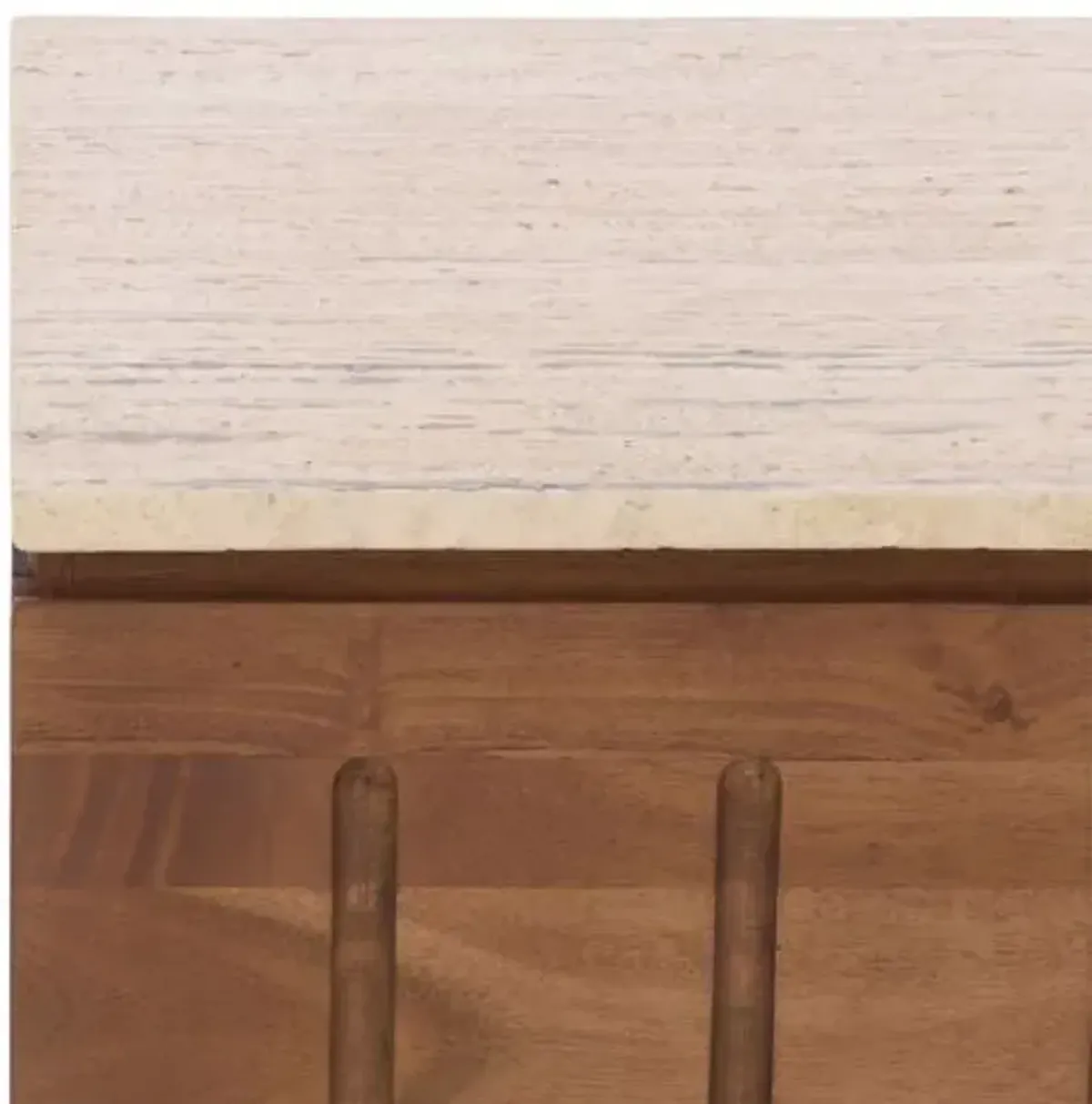 Daevra 2-Drawer Travertine Top Nightstand - Walnut