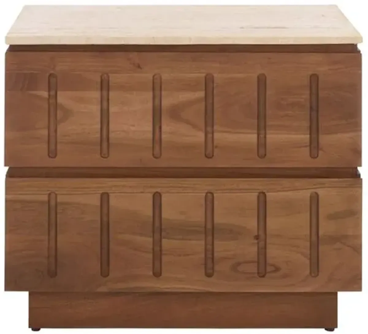 Daevra 2-Drawer Travertine Top Nightstand - Walnut
