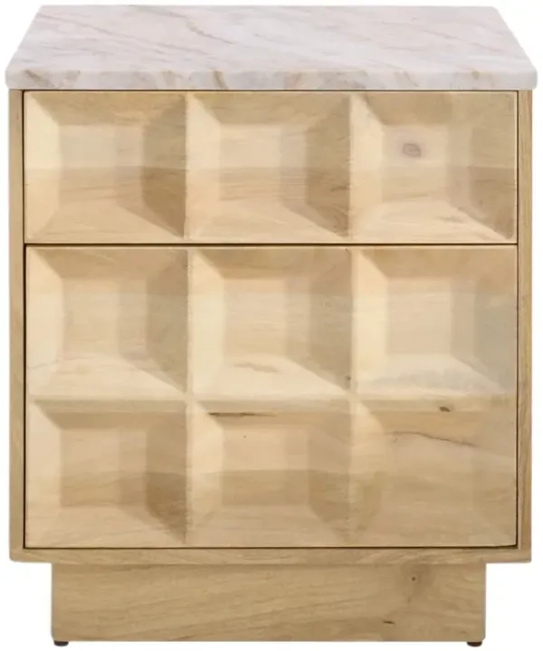Daxen Marble Top 2-Drawer Nightstand