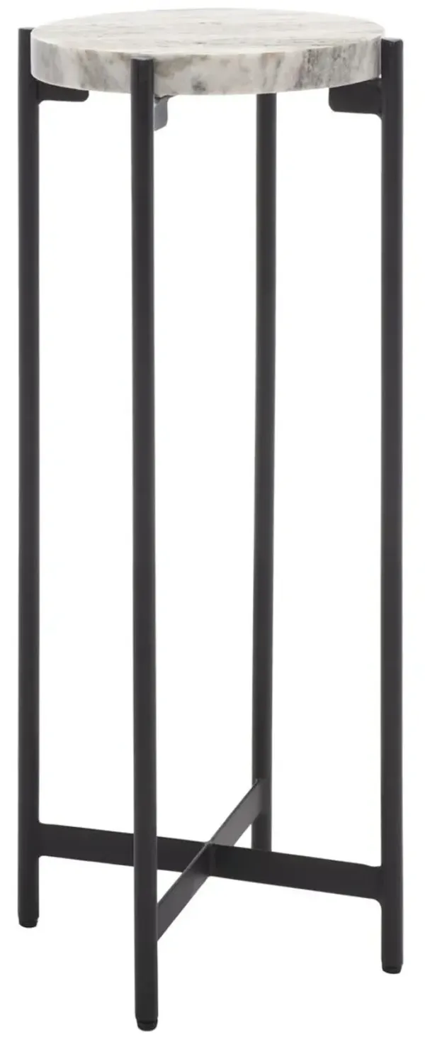 Denara Round Marble Top Drink Table - Grey/Black - Brown