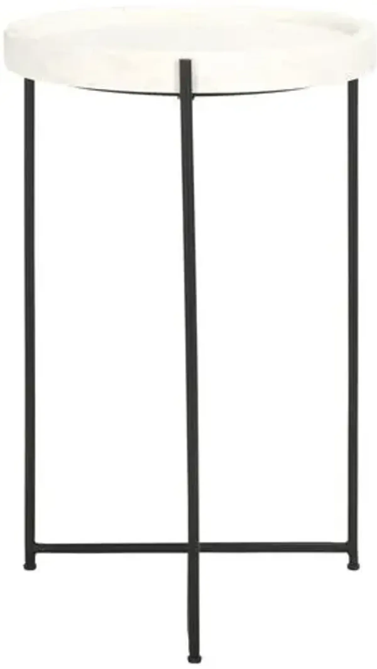 Dwyn Round Marble Top Side Table - White/Black
