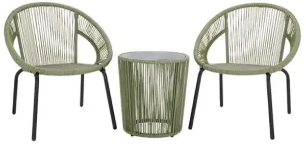 3-Pc Dwynora Outdoor Lounge Chair and Accent Table Set - Green - 31.1Hx29.5Wx26.7D in