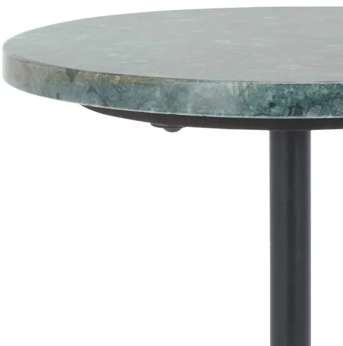 Elsin Round Marble Top Side Table, Dark Green/Black