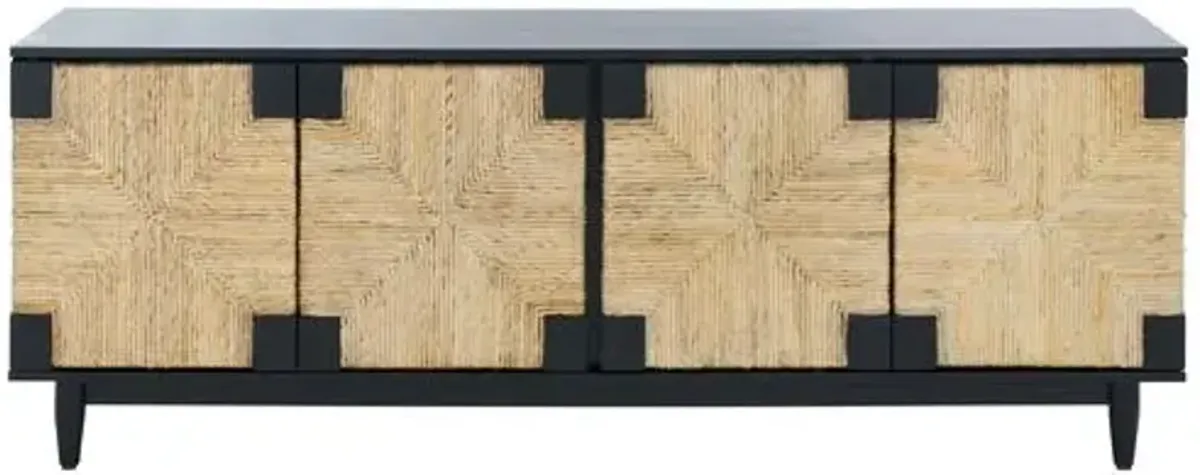 Emeralyn 4-Door Banana Stem Media Stand - Black