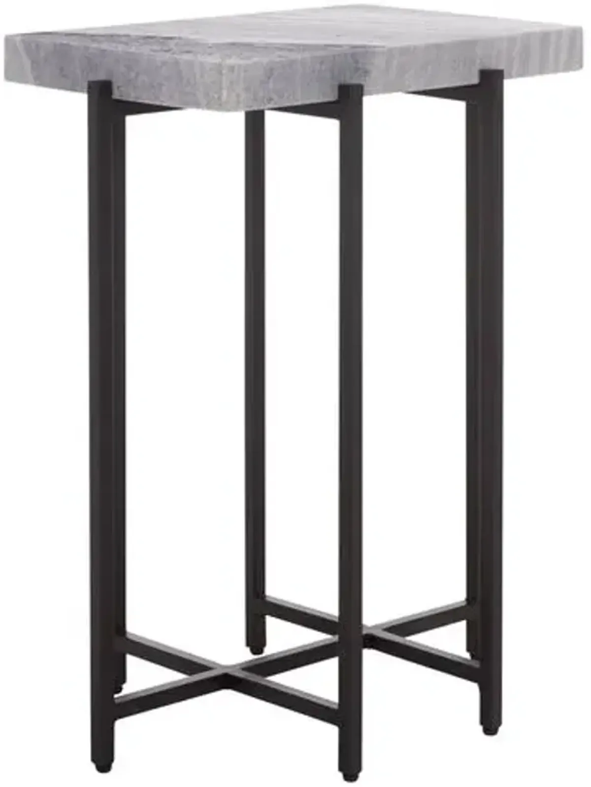 Eriselle Marble Top Side Table - Grey/Black - Gray