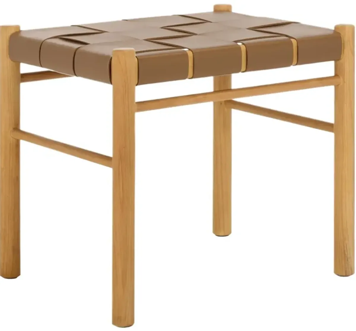 Ceylann Woven Leather Ottoman