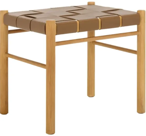 Ceylann Woven Leather Ottoman