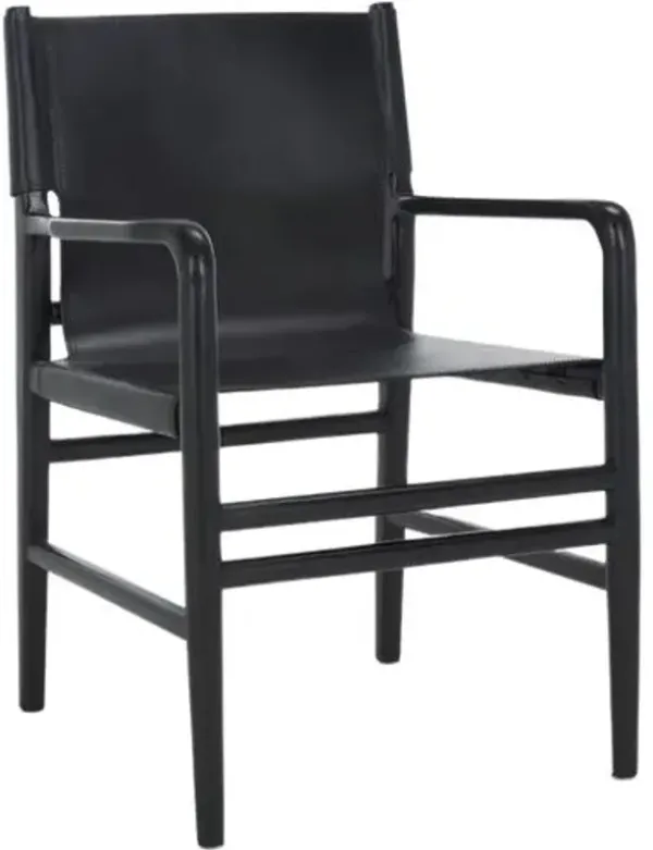 Evran Leather Arm Chair - Black